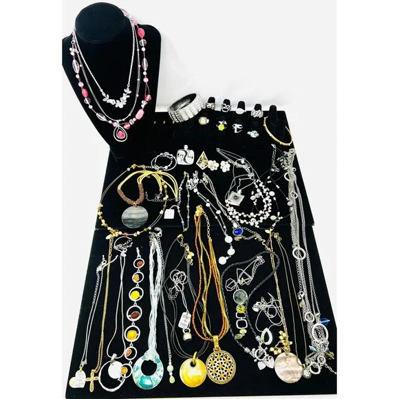 Lia Sophia Silver & Gold Tone Necklace, Bracelet & Earring Lot Of 35 - Picture 2 of 16